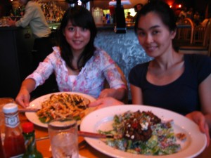 Delicious food, Asian girls.  Idyllic scene.