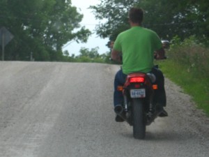 Follow, follow, follow the motorcycle.
