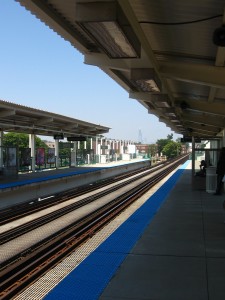 About to take the train into the city.