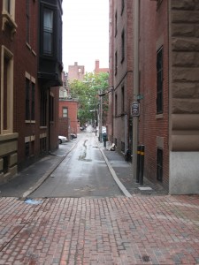 A remarkably straight alley.