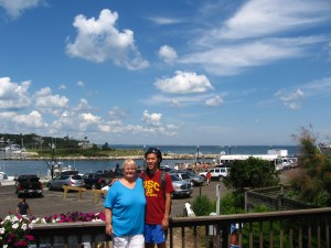 You can see the ferry dock from her deck.