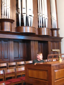 Christian rocking it out on the pipes.