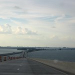 Descending from the bridge.  All around is Tampa Bay.