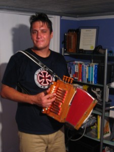 Mike with his zydeco accordion.