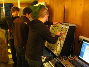 Josh modulating the perfidulus, Jacques oscillating the rhombulus using a sine pattern, and David transducing the oscillomorphonimbus.